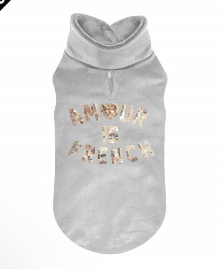 Milk and Pepper Cleo Velour Tee Sweater Amour is French design
